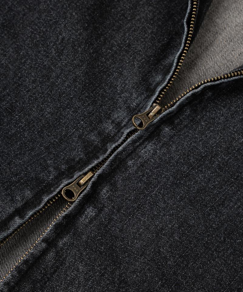 Underoff Washed Crop Denim Biker Jacket Black