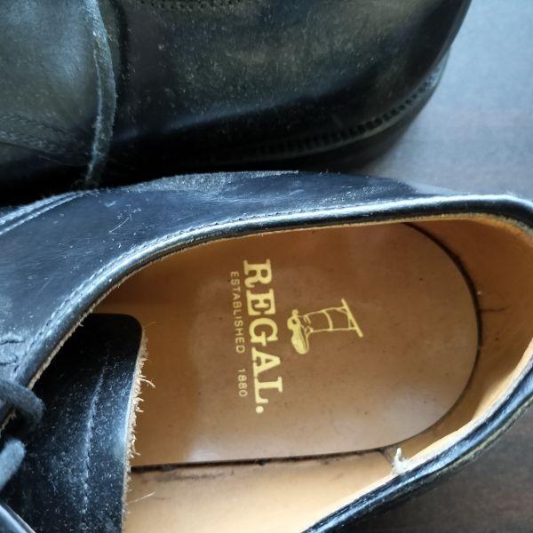 REGAL Goodyear Welt Leather Plain Toe Shoes 80s-90s Vintage Size 24.0EE Black(USED)