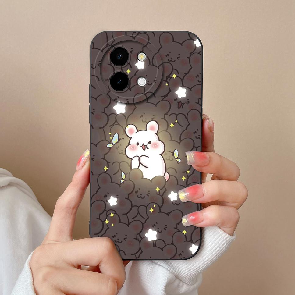 For Vivo Y38 5G Phone Case Lovely Cartoon Panda Pattern Soft Liquid Silicone Shockproof Protective Back Cover For Vivo Y 38 Capa