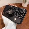 Magnetic Rhinestone Bracket for iPhone 13/14 Pro Max with Electroplated Glitter Lens Film