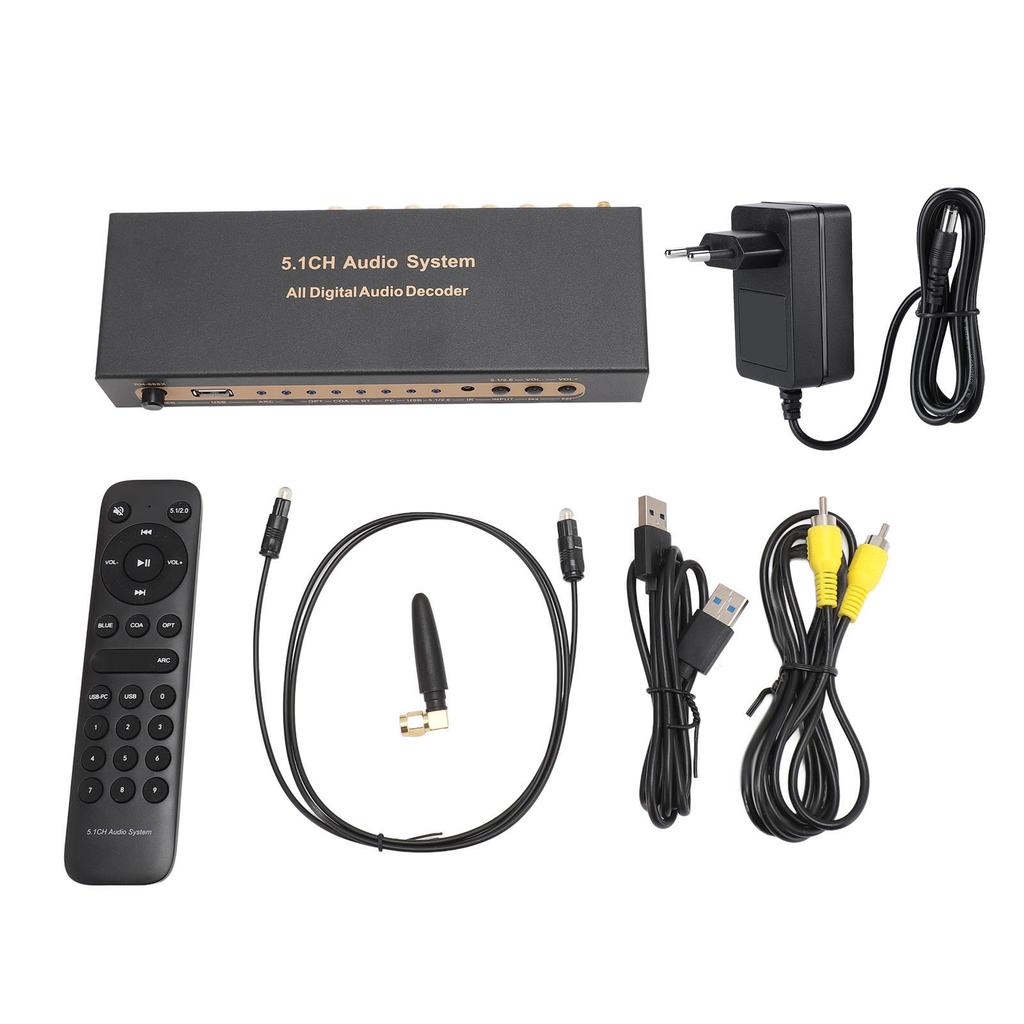 Convertisseur Décodeur Son 100-240V Système Décodeur Son Analogique Optique Coaxial Interface Multimédia HD 4K pour Cinéma Maison