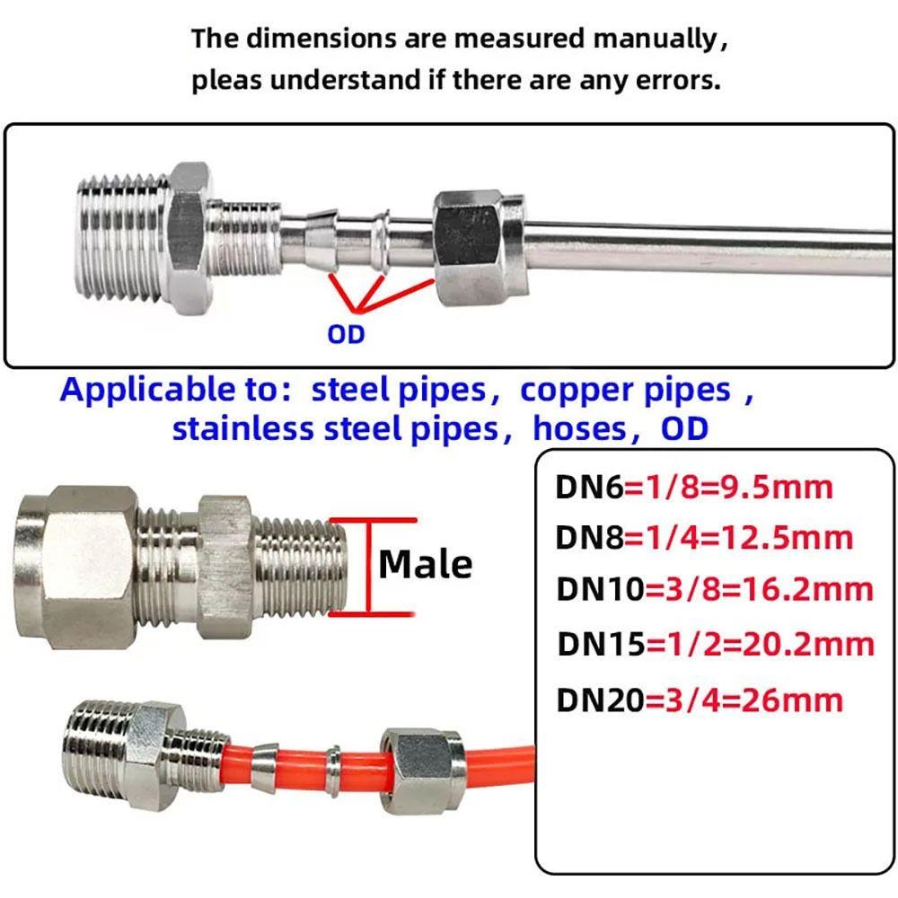 1Pcs Stainless Steel Quick Fitting 304 SS Metric ZG Pipe Fitting Tube Connector  for Oil Water Gas