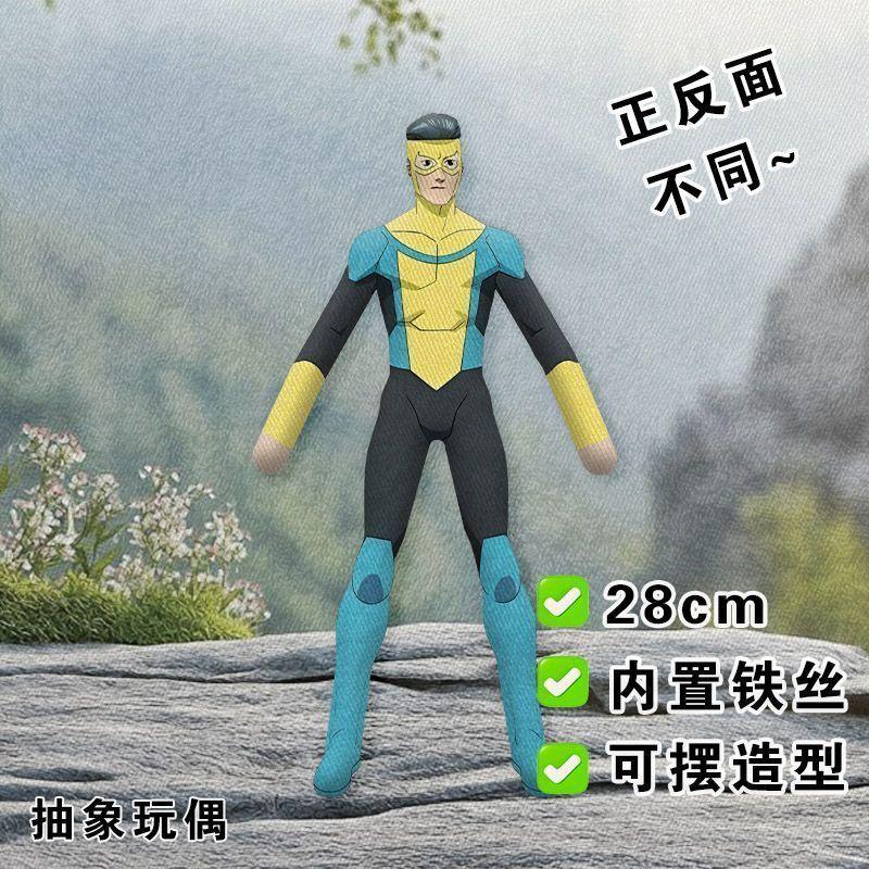 28cm Anime Invincible Omni-Man Super-héros DC Cosplay Poupée en Peluche Figure de Souris Abstraite Squelette en Fil Métallique Corps Entier Articulable Cadeau