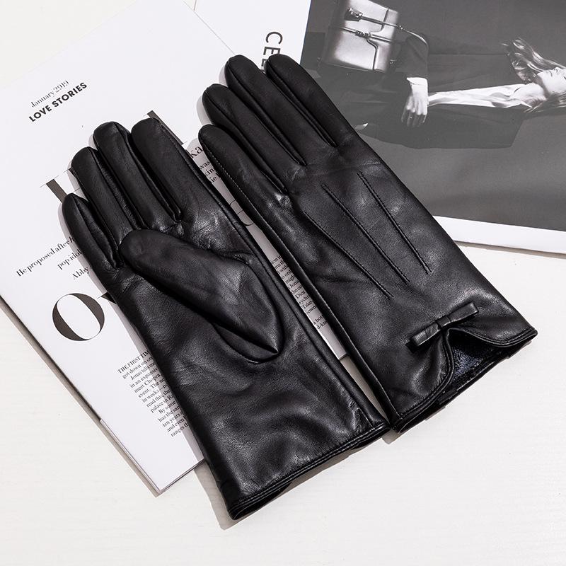 Women's Genuine Leather Winter Warm Gloves for Outdoor Sports, Thickened Matching Apparel Gloves