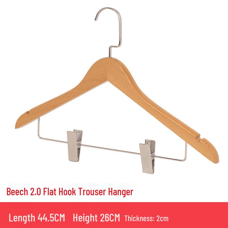 Five-Star Hotel Solid Wood Wide-Shoulder Non-Slip Hangers with Anti-Slip Clips