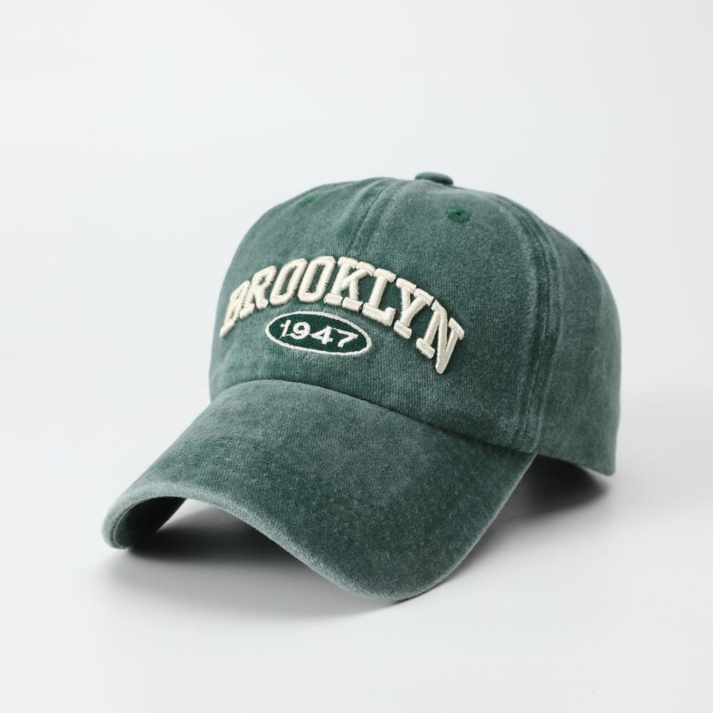 Washed old baseball cap women's retro letter embroidered sunscreen cap men's soft top sun hat