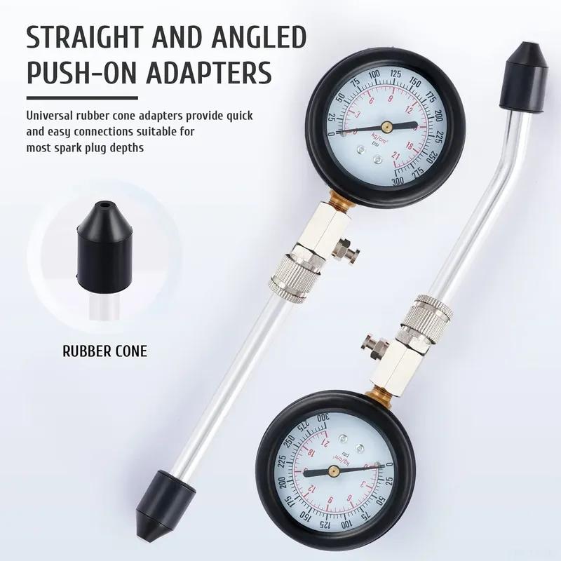 Benzinemotor Compressiemeter Auto Cilindertester Kit 0-300 PSI Manometer met M10 M12 M14 M18 Adapter