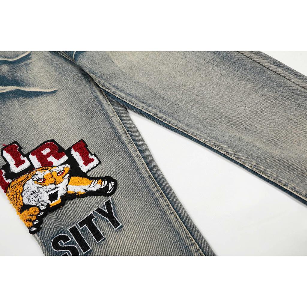 M15 Amiri Herren- und Damen-Jeans im amerikanischen Stil mit Stoffflicken, Löchern, Stickereien, lässige und modische High-Street-Hosen