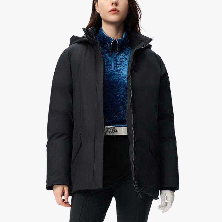 Fila Golf Series Fashion Waist-Defining Hooded Down Jacket Women Outerwear Deep-Black A11W445920FBK