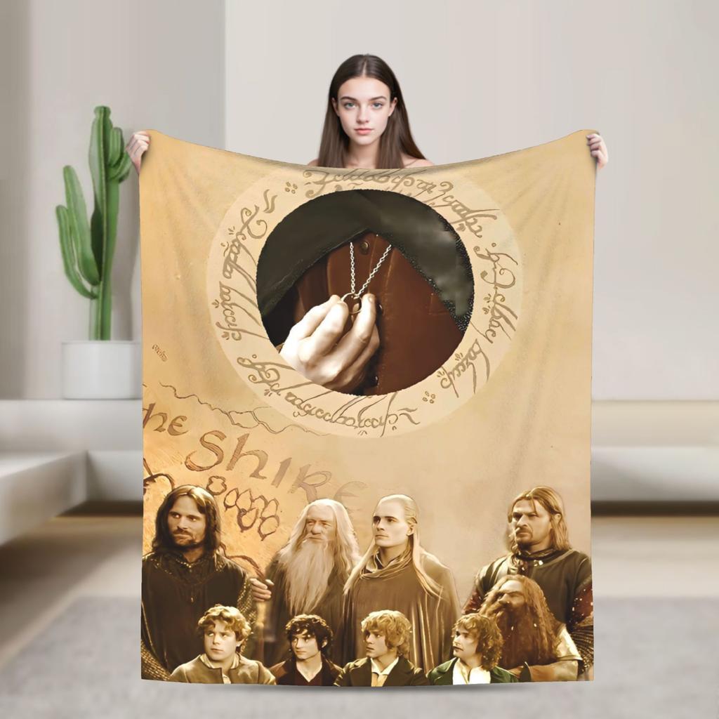 L-Lords Of The R-Rings  Blanket  Travel Office Flannel Throw Blanket For Bedroom Soft Warm Design Quality Bedspread