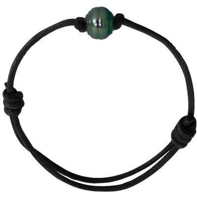 Bileklik - - Gerçek Tahiti Kültür İncisi 10-11 mm - Mumlu Pamuk - Ayarlanabilir 14-25 cm