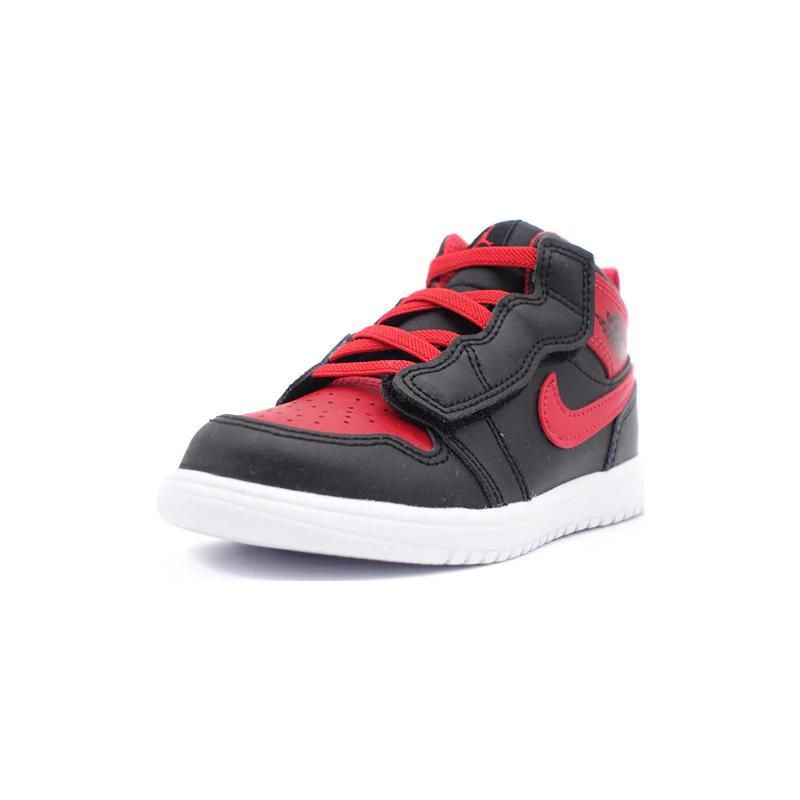 Jordan Air  1 Mid Alt "Bred Toe" Slip Resistant Durable Mid Top Baby Shoes Baby shoes Black AR6352-060