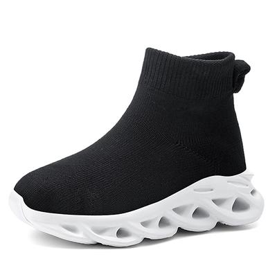 26-40 Moda Infantil Tamanho Plus Meias de Cano Alto Modernas Sapatos Sapatos de Corrida Casuais Tecido Fly Woven Sapatos Infantis