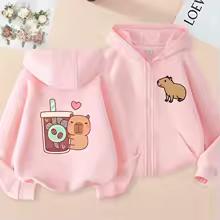 Funny Kids Capybara Zip Up Hoodie Children's Hoodie Zipper Children Capibara Sweatshirt Manga Clothes Kid Girl Boy Top Hoody