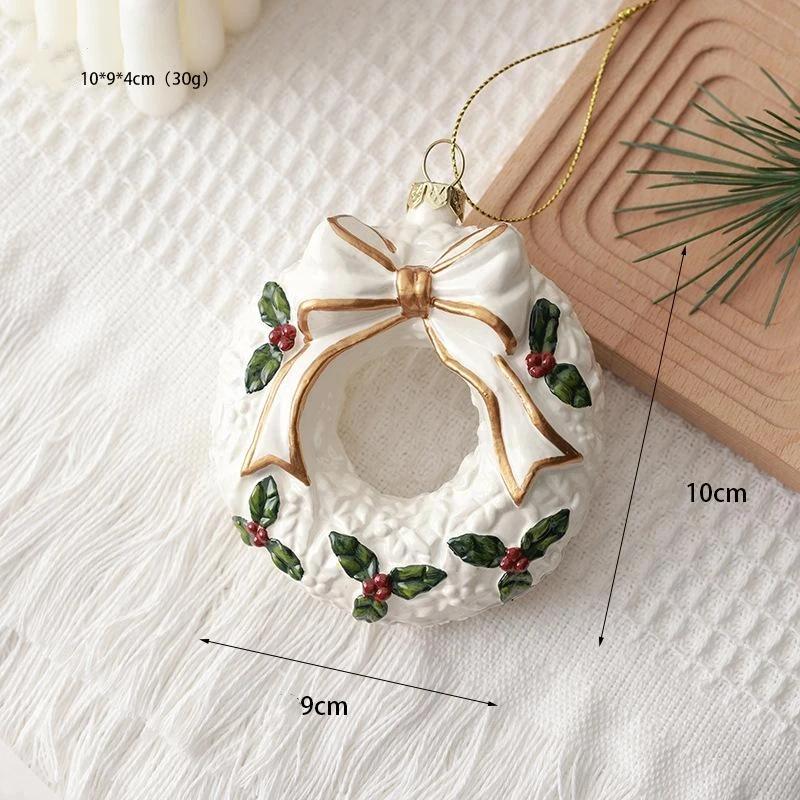 White Christmas Tree Decorations Wreath Snowflake Hanging Pendants Festival Winter Wonderland Ornaments Party Scene Props