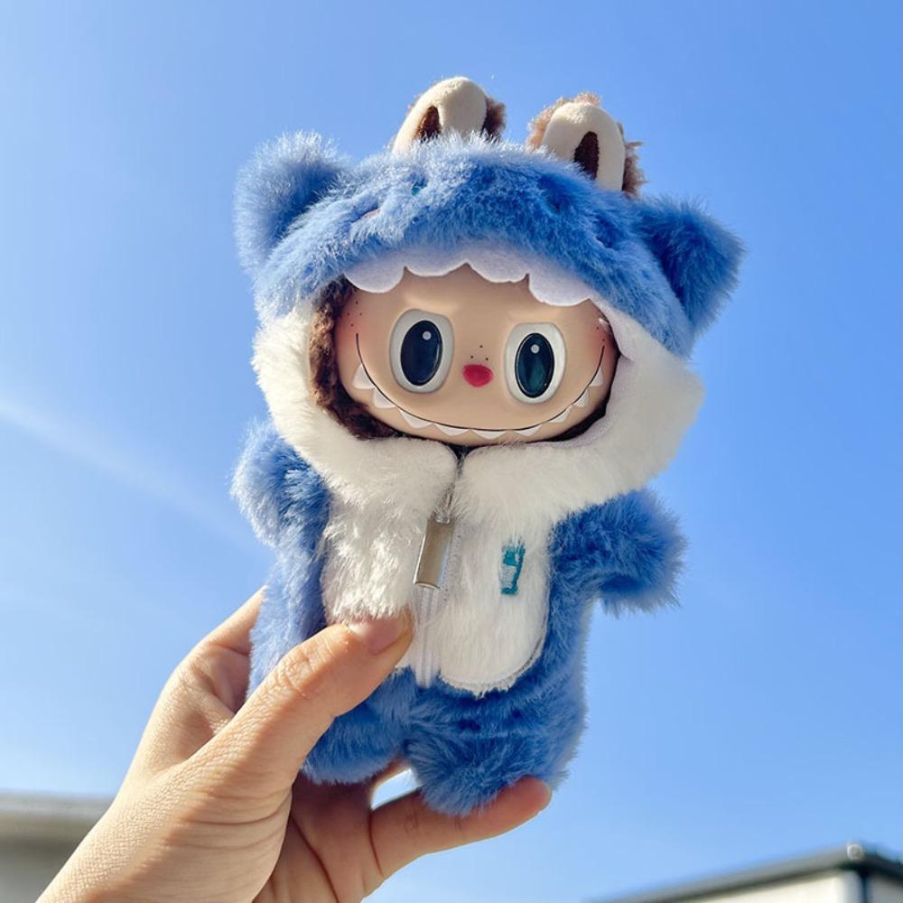 

Kawaii Shark Onesie for Mini Doll 17cm Cute Plush Doll s Clothing Outfit Labubu ldol Dolls Clothing Accessories no doll