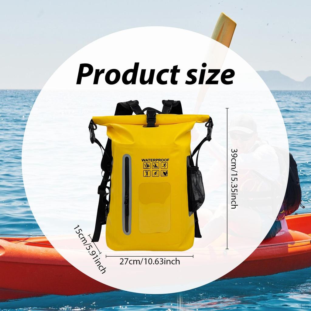 Waterproof Dry Bag 25L Adjustable Shoulder Strap Backpack Kayak for Kayaking Fishing