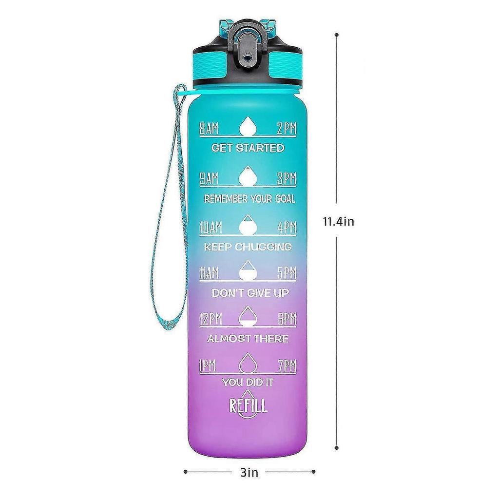 Water Bottle With Time Marker 1l Leakproof With Straw And Filter Tritan Bpa Free