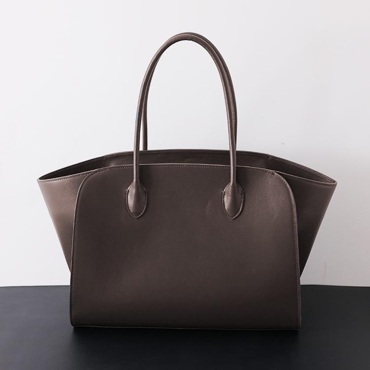 Bolso Tote de Gran Capacidad en Piel de Vaca Grano Cuero Genuino Moda Minimalista Bolso de Mano de Alta Calidad Cómodo para Mujer