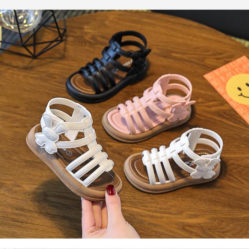 Flickors romerska sandaler sommar små flickors barn höga prinsesskor