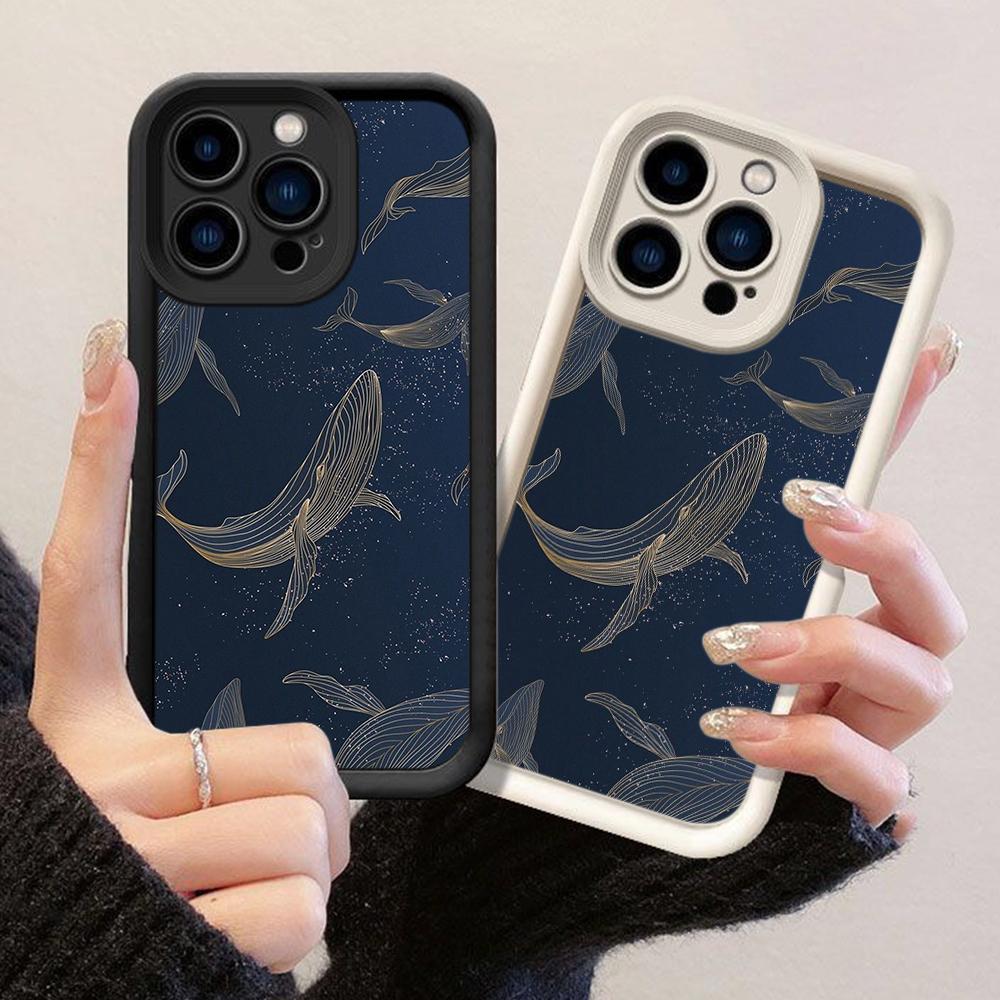 JT569 Whale Dark for iPhone 17 16 15 14 13 12 Pro Max Samsung S26 S25 Ultra A17 A07 A56 A16 A15 A14 Xiaomi 15T Redmi 15c 14C Note 11 12 13 Soft Case