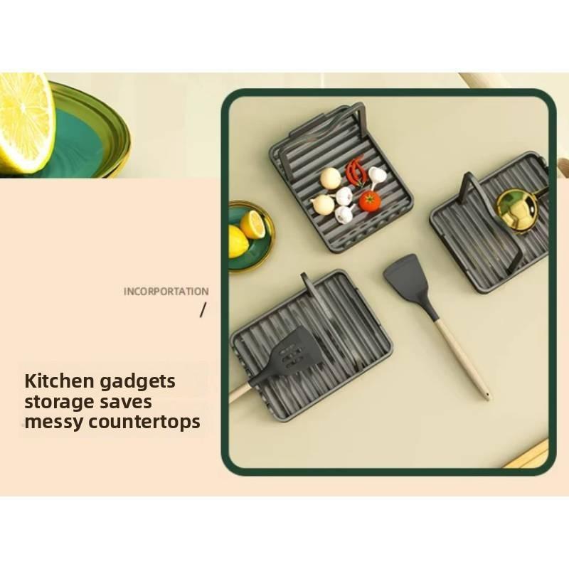 Kitchen Cookware Lid And Utensil Organizer With Aluminum Alloy Surface Mount For Countertop Use