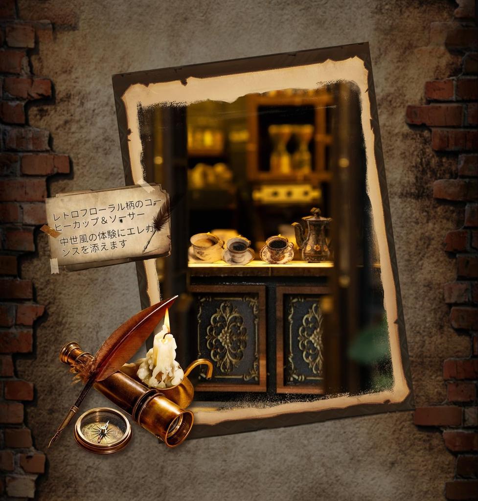 Pixie Curio Miniatyrdockhus 3D Trä Medeltida Stil LED Beröring DIY Bokhylla Bokhörna Färginstruktioner Populär Födelsedagspresent för Tonåringar och