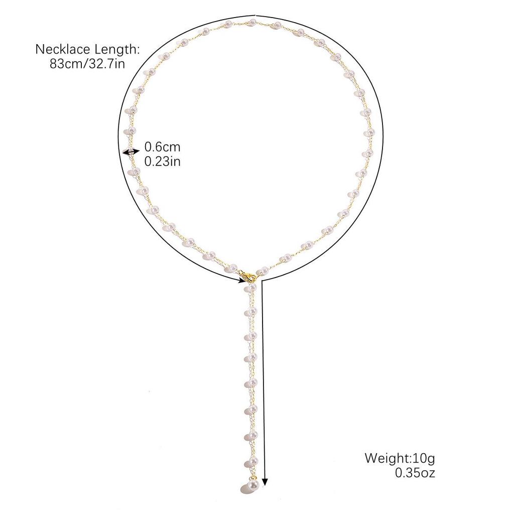 Versatile Y-Shaped Tassel Pearl Necklace - Sweet & Cool Style