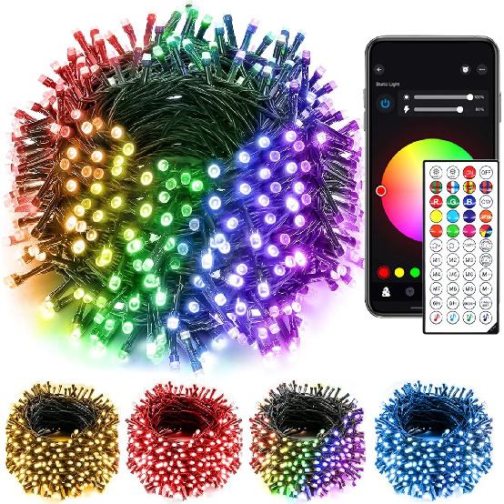 Smart Color Changing Christmas Lights, 75FT 200 LED Color Changing String Lights with Remote & APP Control, 16 Million Color Changing Twinkling