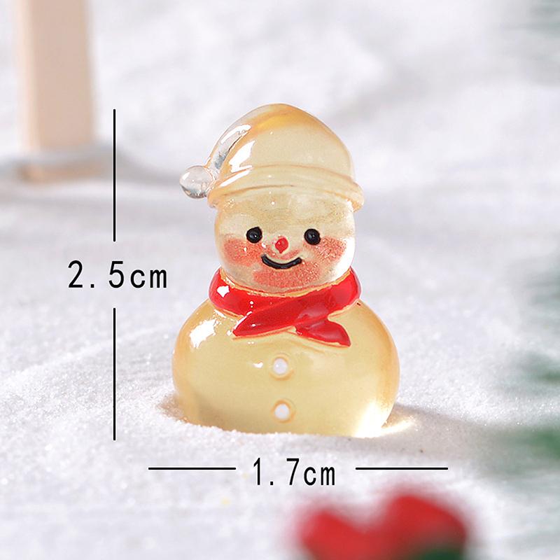 1Pc Luminous Micro Landscape Snowman Ornaments Diy Resin Christmas Garden Decoration Outdoor Patio Lawn Yard Garden Accessories