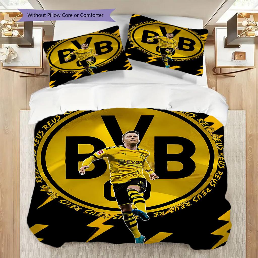 Borussia Dortmund logo Vzor Povlečení Přikrývka Sada Povlak na přikrývku Povlak na polštář Domácí Dekorace Dárek k narozeninám (1 * povlak na peřinu + 2 * povlak na polštář, bez jádra)