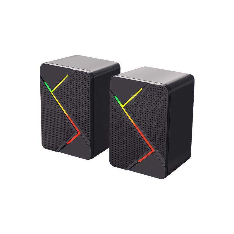 PC Computer Stereo Speaker RGB Gaming Speakers - USB Powered 2.0 Channel Stereo Sound System with Colorful LED Lights