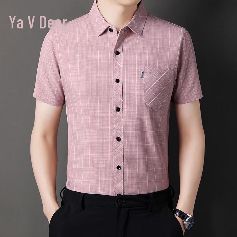 Men's Casual Linen Blend Plaid Shirt