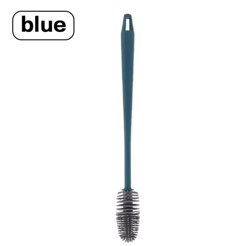 

Силиконовая щетка для чашек с длинной ручкой, очиститель для стекла для кухни, скруббер для винных бутылок, чистящий инструмент синий