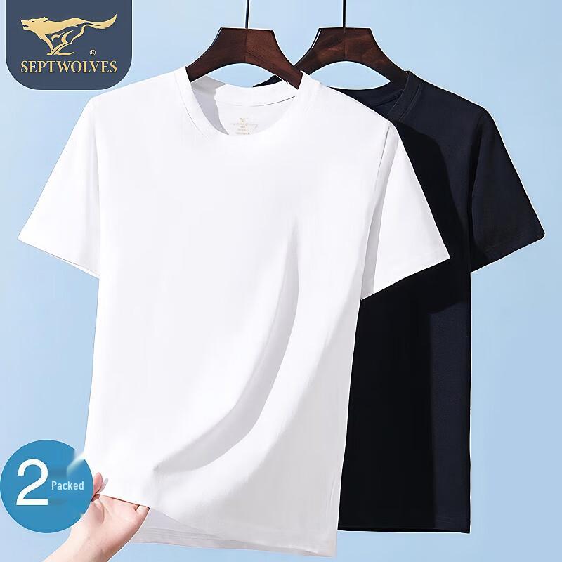 SEPTWOLVES Men's Pure Cotton Short Sleeve T-Shirt