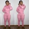 Tuta da donna con cappuccio due pezzi set felpe con cappuccio tasche pantaloni tuta pantaloni con coulisse set sportivo