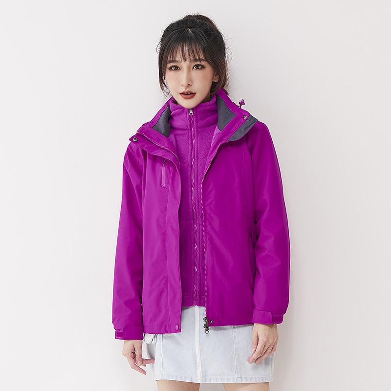 Winter Outdoor Jacket, Waterproof Windbreaker, Velvet and Thickened Three-in-one Two-piece Jacket for Women