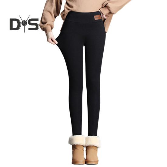 

Женские теплые леггинсы с высокой талией, облегающие брюки с подъемом бедер, узкие брюки с бархатной подкладкой, утолщенные спортивные брюки для йоги S чёрный