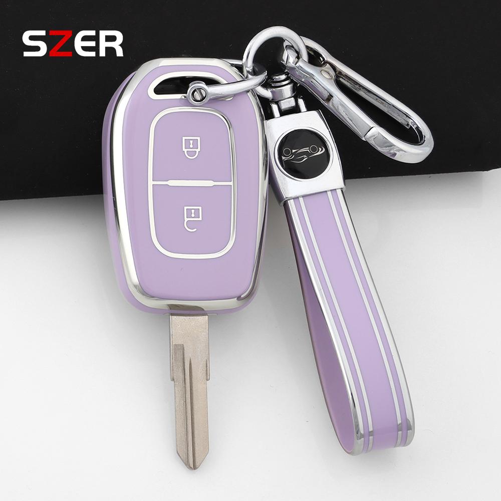 2 Buttons Tpu Key Case Cover Holder Keychain For Renault Duster Dokker Logan Stepway Clio 5 Ss2 For Dacia Sandero Stepway Logan
