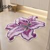 Skin Friendly Bedside Rug Lily Shape Floor Mat, Absorbent Velvet for Bathroom And Entrance, Non-slip Decorative Easy Clean Area Flower Bedroom