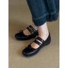 2025 New Thick-soled One-word Ballet Shoes for Women, Comfortable Soft-soled Retro Pig Nose Mary Jane Single Shoes for Women