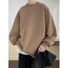 Men's 320g Heavyweight Round Neck Loose Pullover Hoodie - Autumn Long Sleeve Solid Color Outerwear.