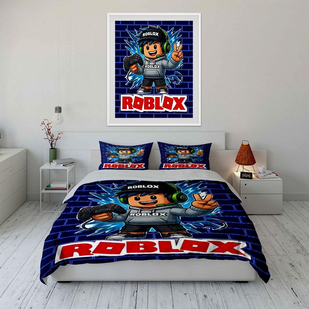 Roblox Herní Povlečení Sada Povlečení Potah na Peřinu Sada Potahů na Peřinu Povlaky na Polštáře (1 * Povlak na peřinu 2 * Povlaky na polštář, bez náplně do peřiny)