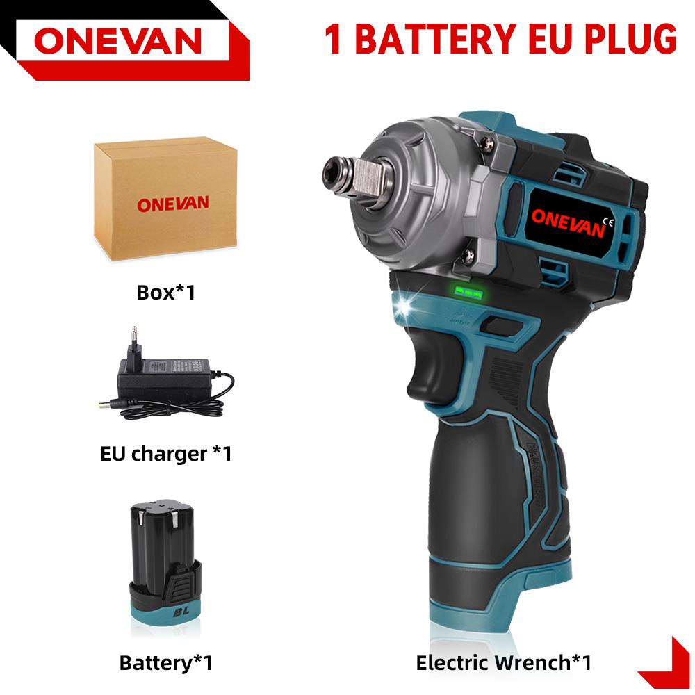 ONEVAN 500N.M Brushless Electric Impact Wrench 1/2inch Cordless 3-in-1 Wrench Screwdriver Drill Lithium-Ion Battery Power Tool