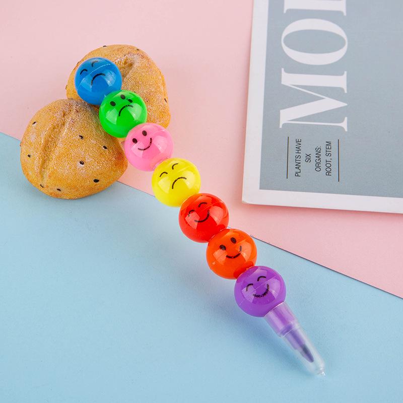 

Children s Tanghulu 7-Color Crayon Stick: Gourd Shape, Smiley Faces, Cartoon Graffiti Rock Candy Haws One Piece