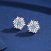 S925 Sterling Silver Sweet Romantic Christmas Style Blue Zircon Snowflake Earrings Anniversary Date GiftGood Product