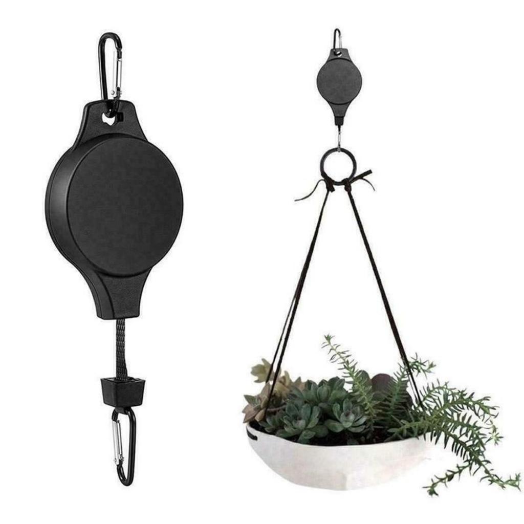 3 PCS Plant Pulley Hanger with Metal Ceiling Plant Hooks Retractable Plant Hook Pulley Adjustable Plant Hanging Pulleys for Garden Baskets Bird Feeder