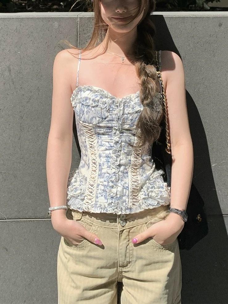 Vintage French Strapless Lace-Up Bustier