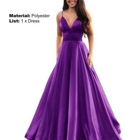 Robe à bretelles taille haute, col en V, bretelles réglables, tenue de soirée pour Banquet