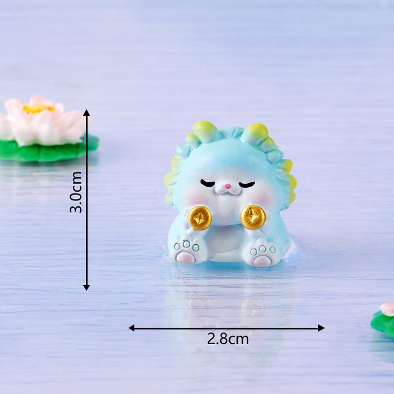 Creative Lotus Wealth Animals Miniature Figurines Cartoon Desktop Car Micro Landscape Home Ornaments Decoration Accessories Gift